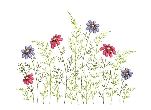 Wildflowers Machine Embroidery Design, 3 sizes, Instant Download Embroidery/Applique DESIGNS Nino Nadaraia 