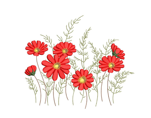 Wildflowers Machine Embroidery Design, 3 sizes, Instant Download Embroidery/Applique DESIGNS Nino Nadaraia 