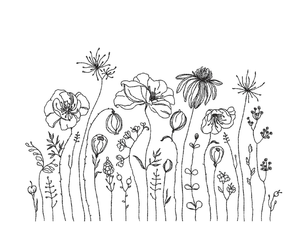 Wildflowers Machine Embroidery Design, 5 sizes - So Fontsy