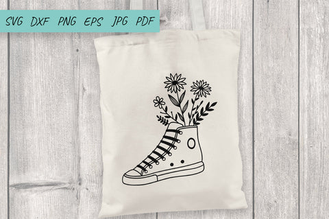 Wildflowers svg, Flowers in sneakers, Flower svg, Daisy svg SVG Irina Ostapenko 