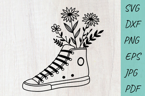 Wildflowers svg, Flowers in sneakers, Flower svg, Daisy svg SVG Irina Ostapenko 