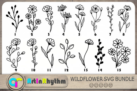 Wildflowers Svg, Flowers Svg, Flower Clipart, Floral Svg SVG Artinrhythm shop 
