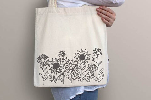 Wildflowers svg, wildflower border svg, floral svg, flower meadow svg, doodle flower svg, flower sketch svg, flower svg, png, eps, dxf SVG dadan_pm 