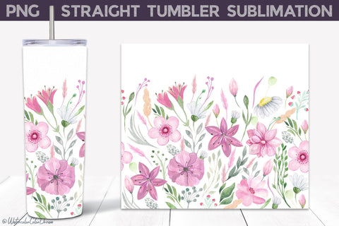 Wildflowers Tumbler Sublimation | Flowers Tumbler PNG Sublimation WatercolorColorDream 