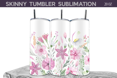 Wildflowers Tumbler Sublimation | Flowers Tumbler PNG Sublimation WatercolorColorDream 