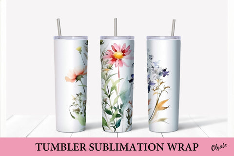 Wildflowers Tumbler Sublmation Design. Flower Tumbler Wrap PNG Sublimation Olga Terlyanskaya 