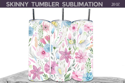 Wildflowers Tumbler Wrap | Wild Flowers Tumbler PNG Sublimation WatercolorColorDream 