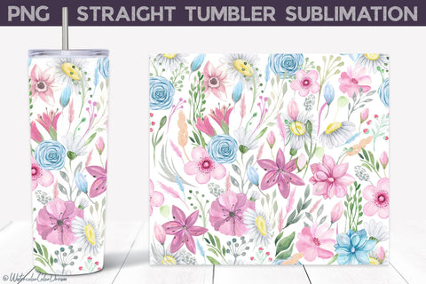 Wildflowers Tumbler Wrap | Wild Flowers Tumbler PNG Sublimation WatercolorColorDream 
