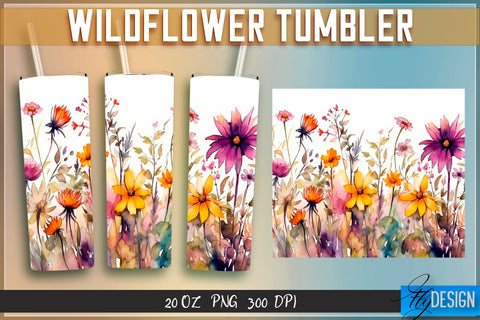 Wildflowers Tumblers Bundle Wrap 20 oz v.1 Sublimation Fly Design 
