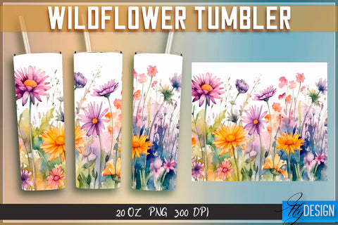 Wildflowers Tumblers Bundle Wrap 20 oz v.1 Sublimation Fly Design 