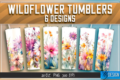 Wildflowers Tumblers Bundle Wrap 20 oz v.1 Sublimation Fly Design 