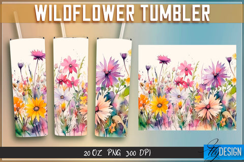 Wildflowers Tumblers Bundle Wrap 20 oz v.1 Sublimation Fly Design 