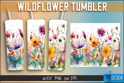Wildflowers Tumblers Wrap 20 oz v.1 Sublimation Fly Design 