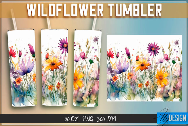 Wildflowers Tumblers Wrap 20 oz v.1 Sublimation Fly Design 
