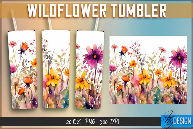 Wildflowers Tumblers Wrap 20 oz v.1 Sublimation Fly Design 