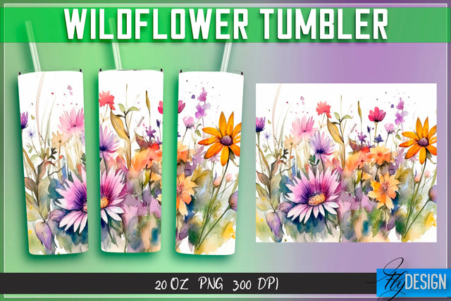 Wildflowers Tumblers Wrap 20 oz v.2 Sublimation Fly Design 