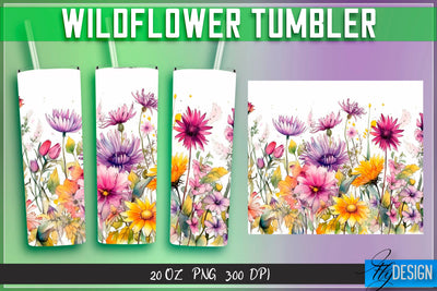 Wildflowers Tumblers Wrap 20 oz v.2 Sublimation Fly Design 