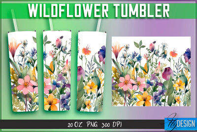 Wildflowers Tumblers Wrap 20 oz v.2 Sublimation Fly Design 