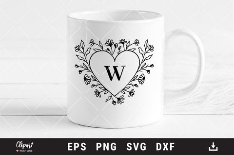 Wildflowers wreath SVG, Heart frame SVG, Floral wreath SVG, DXF, Cricut, Silhouette SVG ClipartMuchLove 