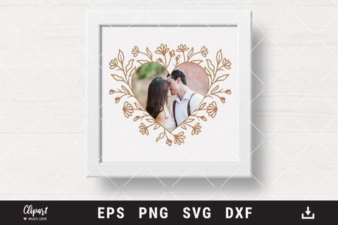 Wildflowers wreath SVG, Heart frame SVG, Floral wreath SVG, DXF, Cricut, Silhouette SVG ClipartMuchLove 