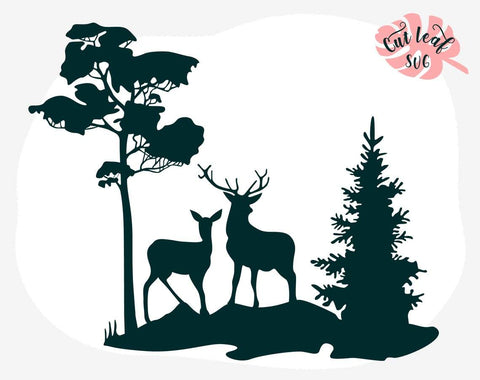 Wildlife scene svg, wild animals cut file for laser, dxf files for plasma, forest svg, bear svg, deer svg, elk svg, wolf svg, hunting svg SVG CutLeafSvg 