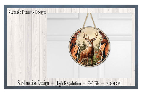 Wildlife Wreath Attachment, PNG Sublimation Design, Door Hanger Template, Digital Download, Sublimation Keepsake Treasures Designs LLC. 