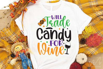 Will trade candy for wine svg, Halloween wine t shirt svg, Halloween gift shirt, Wine cricut, Wine gift shirt svg SVG Isabella Machell 