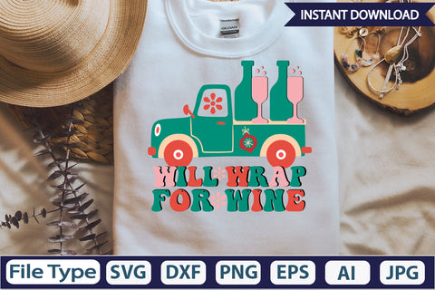 Will Wrap For Wine Retro Sublimation Design Sublimation DesignPlante 503 