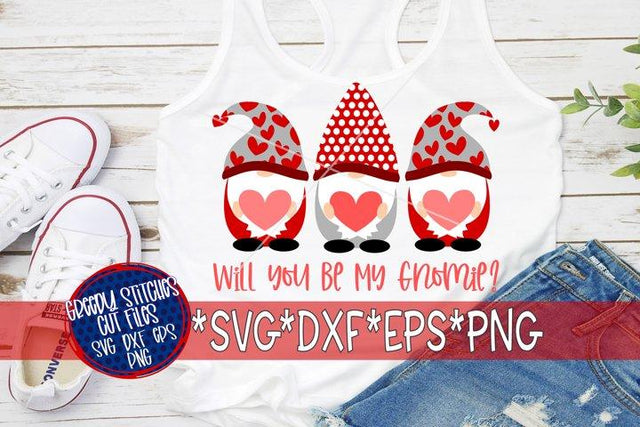 Will You Be My Gnomie? SVG DXF EPS PNG-Valentine's Day SVG SVG Greedy Stitches 