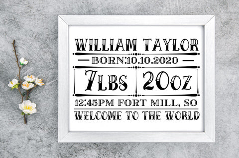 William taylor born 10 10 2020 7lbs20oz SVG Design SVG Regulrcrative 