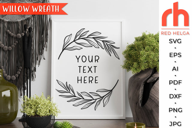 Willow Wreath SVG - Leaves Frame Cut File SVG RedHelgaArt 