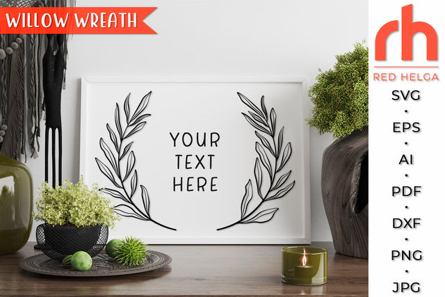 Willow Wreath SVG - Leaves Frame Cut File SVG RedHelgaArt 