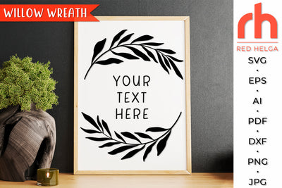 Willow Wreath SVG - Leaves Frame Cut File SVG RedHelgaArt 