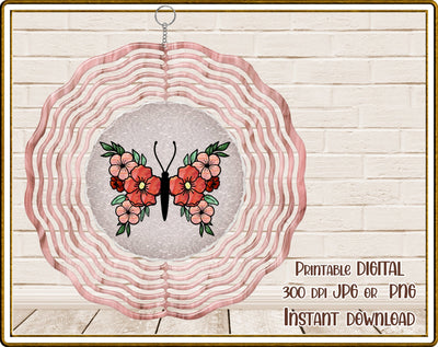 Wind Spinner | Butterfly | Floral | PNG JPG | Digital Download Sublimation Designs by Rae 