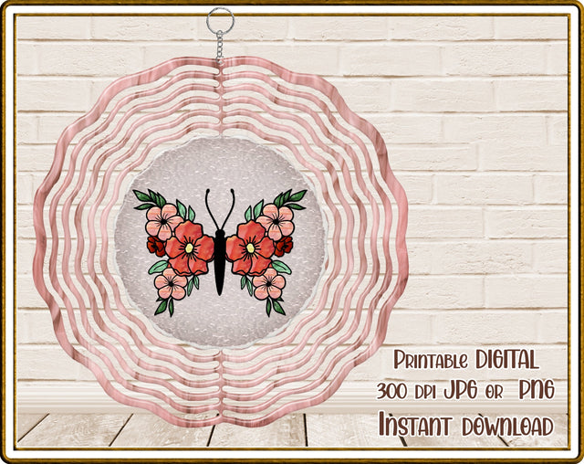 Wind Spinner | Butterfly | Floral | PNG JPG | Digital Download Sublimation Designs by Rae 