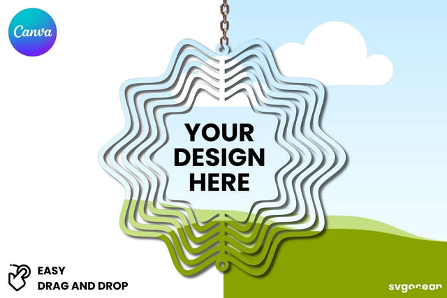 Wind Spinner Canva Mockup | Editable | Easy to use Mock Up Photo SvgOcean 