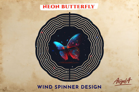 Wind spinner design Neon Butterfly. Butterfly wind spinner Sublimation Angelina Semenova 