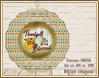 Wind Spinner | Fall | Autumn | Thankful | Blessed | PNG JPG | Digital Download Sublimation Designs by Rae 
