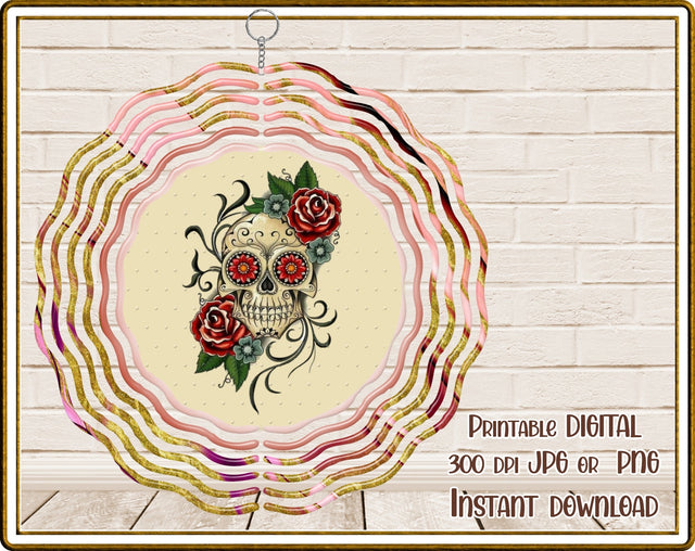 Wind Spinner | Fall | Halloween | Skull | Sugar Skull | PNG JPG | Digital Download Sublimation Designs by Rae 