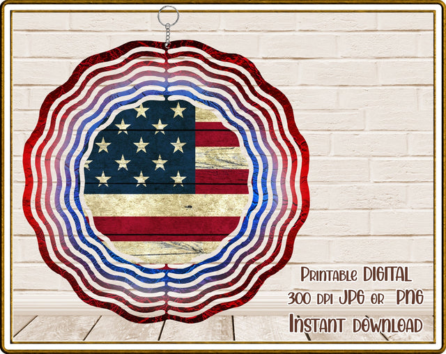 Wind Spinner | Patriotic | American Flag | PNG JPG Digital Download Sublimation Designs by Rae 