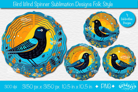 Wind Spinner Sublimation Bundle Designs PNG Butterfly, Dragonfly, Frog, Owl, Bugs and Bird Sublimation Createya Design 