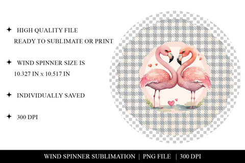 Wind Spinner Sublimation Design - Flamingos in Love Sublimation BijouBay 