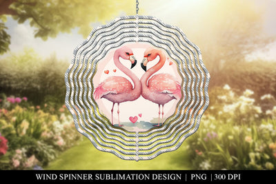 Wind Spinner Sublimation Design - Flamingos in Love Sublimation BijouBay 