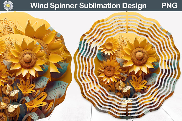 Wind Spinner Sunflowers 3D | Sunflowers Wind Spinner Sublimation WatercolorColorDream 