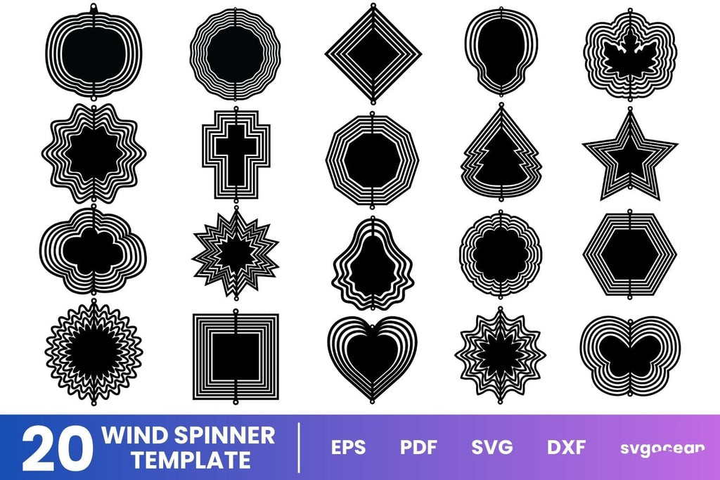 Wind Spinner Template Bundle | SVG Hanging Template - So Fontsy