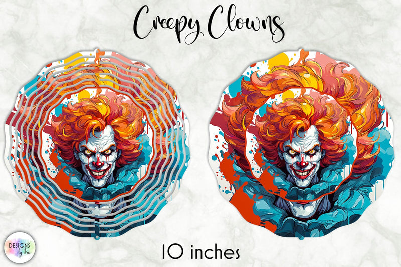 Wind Spinner with Creepy Halloween Clown Sublimation Sublimation Designs by Ira 