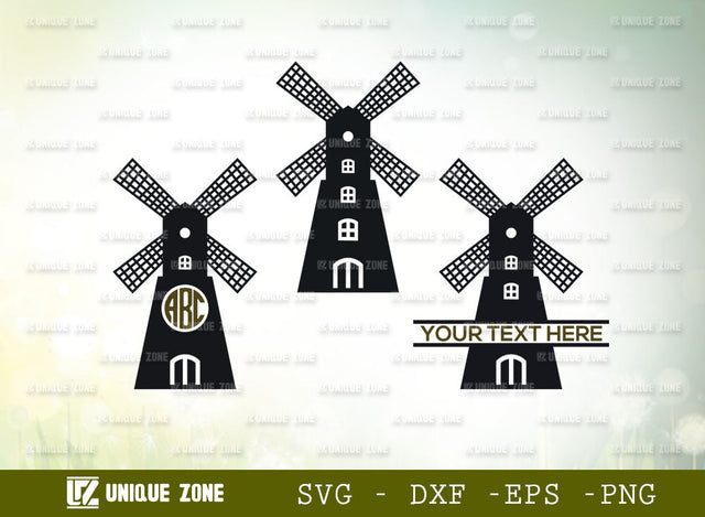 Wind Turbine Monogram SVG Cut File, Wind Turbines Landscape Svg, Wind Energy Svg, Windmill Svg, Electric Pole Svg, Farmhouse Windmill Svg SVG Unique Zone 