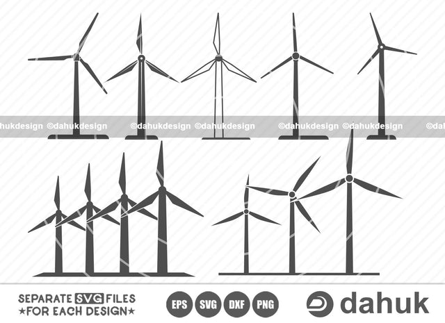 Wind Turbine SVG, Wind turbine silhouette, Wind Turbine svg cut file, Cut file for silhouette, svg, eps, dxf, png, clipart cricut design space, vinyl cut files SVG dahukdesign 