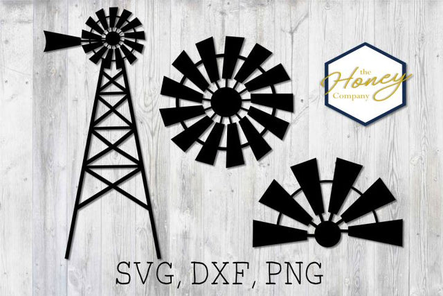 Windmill SVG PNG DXF Farm Bundle Set Farmhouse Stencil Instant Download Silhouette Cricut Cut Files Cutting Machine Vector File SVG The Honey Company 