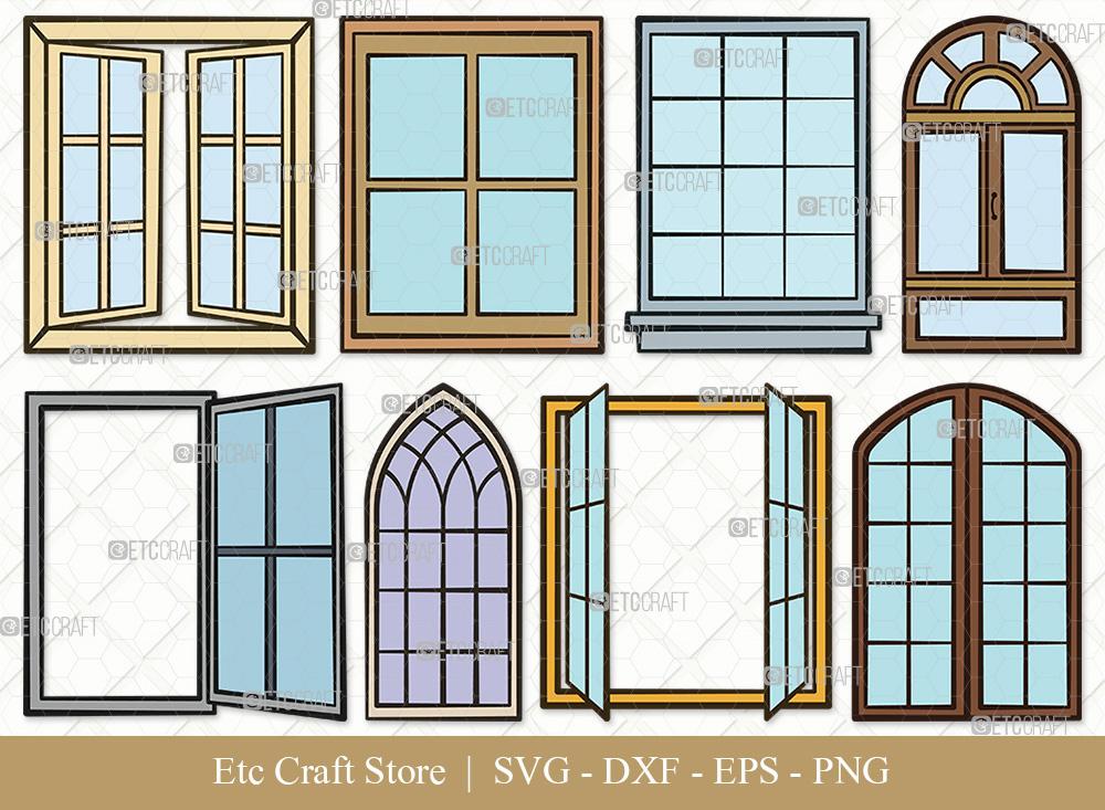 Window Box File Svg Window Clipart SVG Cut File | Church Windows Svg | Gothic Windows Svg ...
